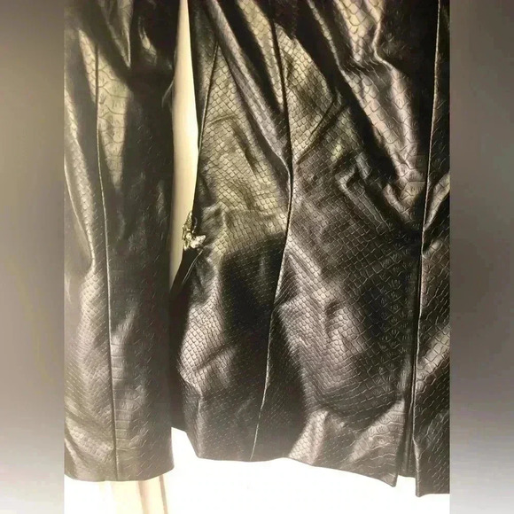 Chic Black Leather Jacket.
Snake Embossed Faux Leather Embellished Blazer - Picture 17 of 17